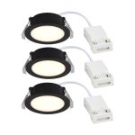 Mehrfachpackung 3x Nordlux Downlight Olea Schwarz 4.4W 345lm 110D - 930 | 68mm - IP65 - Höchste Farbwiedergabe