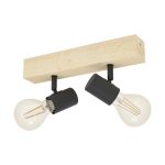 Eglo Deckenleuchte Townshend 3 Holz Stahl Schwarz | IP20 - Geeignet für 2x E27 