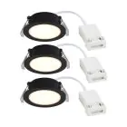 Mehrfachpackung 3x Nordlux Downlight Olea Schwarz 4.4W 345lm 110D - 930 | 68mm - IP65 - Höchste Farbwiedergabe